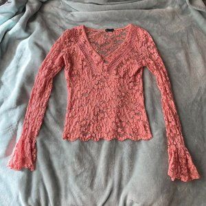Moda International Balletcore Pink Flare Sleeve Blouse (Small)